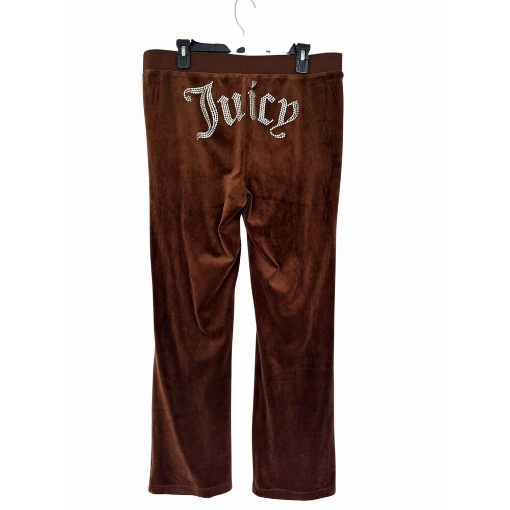 Y2K Juicy Couture Velour Sweatpants Rhinestone XL Track Suit 2000s Streetwear